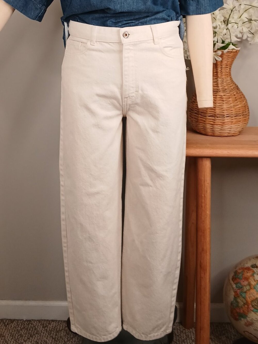 Merz b. Schwanen Natural Cotton Denim Pants Size 32 Luxe Cotton Twill- UNISEX